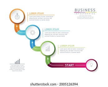 Vector illustration infographics design template, business information, presentation chart, with 3 options or steps. 