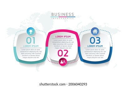 Vector illustration infographics design template, business information, presentation chart, with 3 options or steps. 