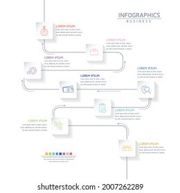 Vector illustration infographics design template, business information, presentation chart, with 8 options or steps. 