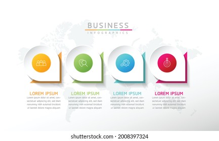 Plantilla de diseño de infografías de ilustraciones vectoriales, información empresarial, gráfico de presentación, con 4 opciones o pasos. 