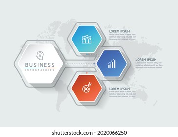 Vector illustration, infographics design, template, marketing, information, with 3 options or steps.