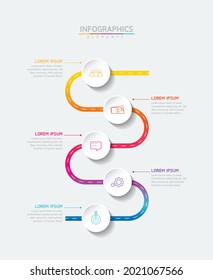 Vector illustration, infographics design, template, marketing, information, with 5 options or steps