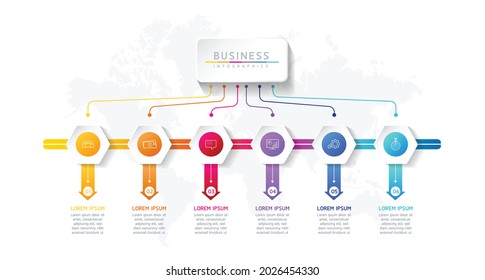 Ilustración vectorial, diseño de infografías, plantilla, marketing, información con 5 opciones o pasos