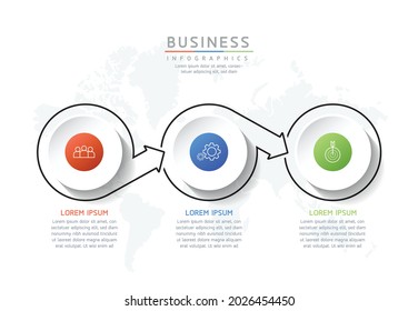 Ilustración vectorial, diseño de infografías, plantilla, marketing, información con 3 opciones o pasos