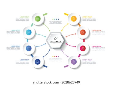 Vector illustration, infographics design, template, marketing, information, with 8 options or steps