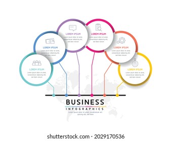 Ilustración vectorial, diseño de infografías, plantilla, marketing, información con 6 opciones o pasos