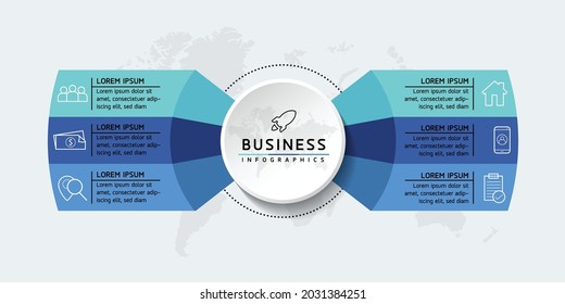 Vector illustration, infographics design, template, marketing, information, with 6 options or steps