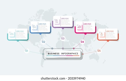 Vektorgrafik, Infografik-Design, Vorlage, Marketing, Informationen mit 5 Optionen oder Schritten