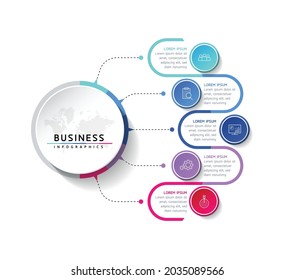 Vector illustration, infographics design, template, marketing, information, with 5 options or steps