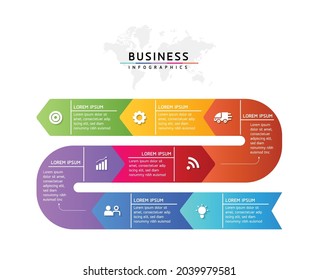 Vector illustration, infographics design, template, marketing, information, with 7 options or steps