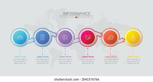 Vector illustration, infographics design, template, marketing, information, with 6 options or steps
