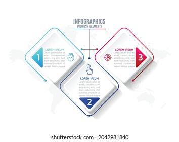 Vector illustration, infographics design, template, marketing, information, with 3 options or steps.