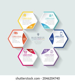 Vector illustration, infographics design, template, marketing, information, with 6 options or steps
