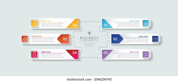 Vector illustration, infographics design, template, marketing, information, with 6 options or steps