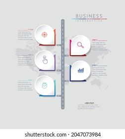 Vector illustration, infographics design, template, marketing, information, with 5 options or steps