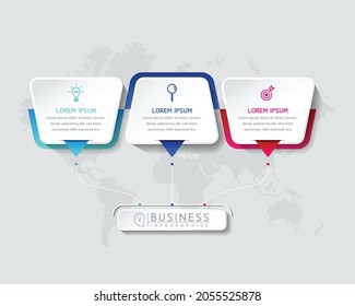 Vector illustration, infographics design, template, marketing, information, with 3 options or steps.