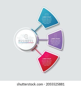 Ilustración vectorial, diseño de infografías, plantilla, marketing, información, con 3 opciones o pasos.