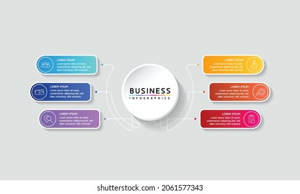 Vector illustration, infographics design, template, marketing, information, with 6 options or steps