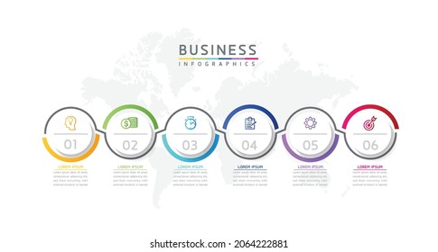 Vector illustration infographics design template, business information, presentation chart, with 6 options or steps. 