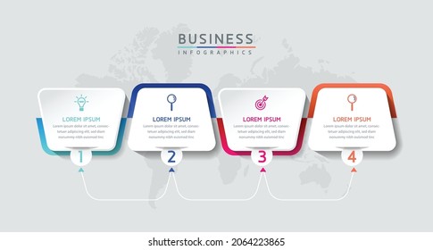 Vector illustration infographics design template, business information, presentation chart, with 4 options or steps. 