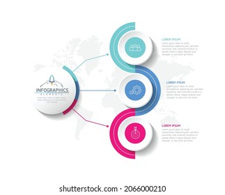 Ilustración vectorial, diseño de infografías, plantilla, marketing, información con 3 opciones o pasos
