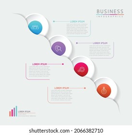 Ilustración vectorial, diseño de infografías, plantilla, marketing, información con 4 opciones o pasos