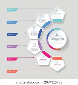 Vector illustration, infographics design, template, marketing, information, with 6 options or steps