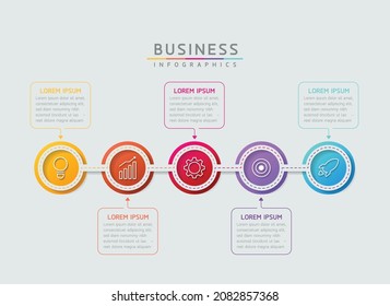 Ilustración vectorial, diseño de infografías, plantilla, marketing, información con 5 opciones o pasos