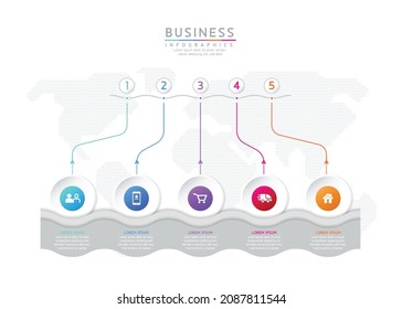 Vector illustration, infographics design, template, marketing, information, with 5 options or steps