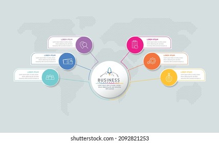 Vektorgrafik, Infografik-Design, Vorlage, Marketing, Informationen mit 6 Optionen oder Schritten