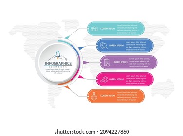 Vector illustration, infographics design, template, marketing, information, with 5 options or steps