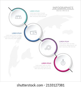 Vektorgrafik, Infografik-Design, Vorlage, Marketing, Informationen mit 4 Optionen oder Schritten