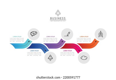 Ilustración vectorial, diseño de infografías, plantilla, marketing, información con 5 opciones o pasos