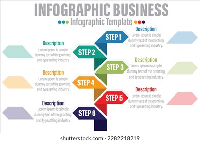 Vector illustration, infographics design, template, marketing, information, with 6 Steps or Six options or steps