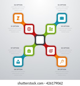 Vector illustration infographics eight options. Stock vector
