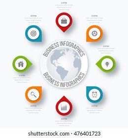 Vector illustration infographics eight options. Stock vector