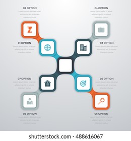 Vector illustration infographics eight options. Stock vector
