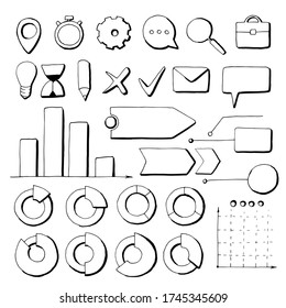 Vector illustration of infographics elements for presentation hand drawn light