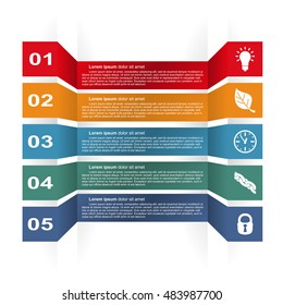 Vector illustration infographics five options. Template for brochure, business, web design. Business concept communication, meeting, work, money