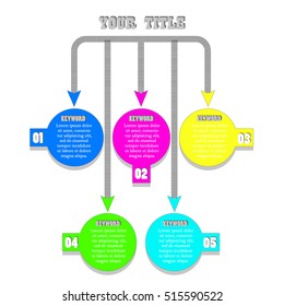 Vector illustration infographics five options. Template for brochure, business, web design.