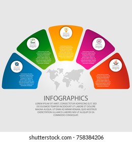 Vector illustration. Infographics in the form of a circle and 5 segments. Template for graphs, presentations, business, education with five steps.