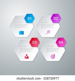 Vector illustration infographics four hexagon.