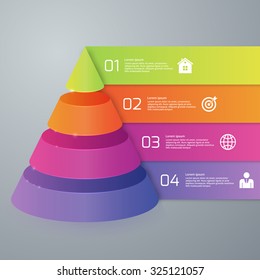 Vector illustration infographics four options pyramid.