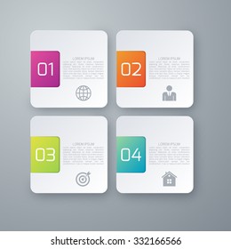 Vector illustration infographics four options squares.