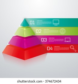 Vector illustration infographics four options pyramid. Stock vector