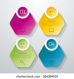 Vector illustration infographics four options hexagons. Stock vector