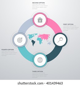 Vector illustration infographics four options. Template for brochure, business, web design