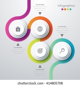 Vector illustration infographics four options. Template for brochure, business, web design