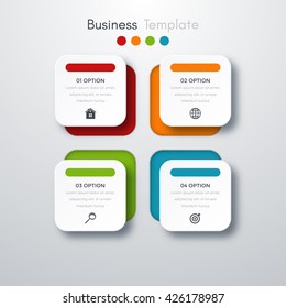 Vector illustration infographics four options. Template for brochure, business, web design