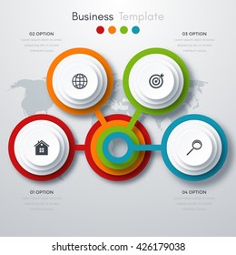 Vector illustration infographics four options. Template for brochure, business, web design